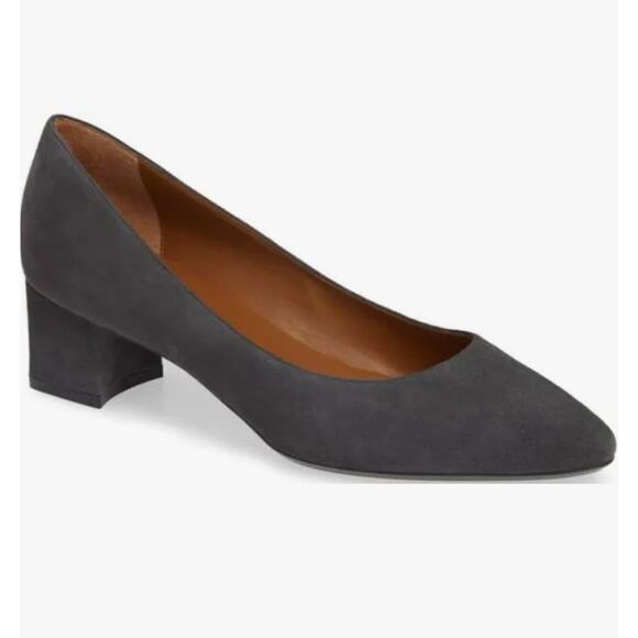 Aquatalia Pasha Weatherproof Pump 7 M Grey Suede Pointy Heel Shoes Office Career - Picture 1 of 7